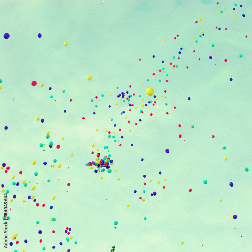 A lot of balloons over a retro sky A lot of balloons over a retro sky
