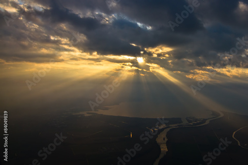 Aerial view of sunset over Adriatic sea