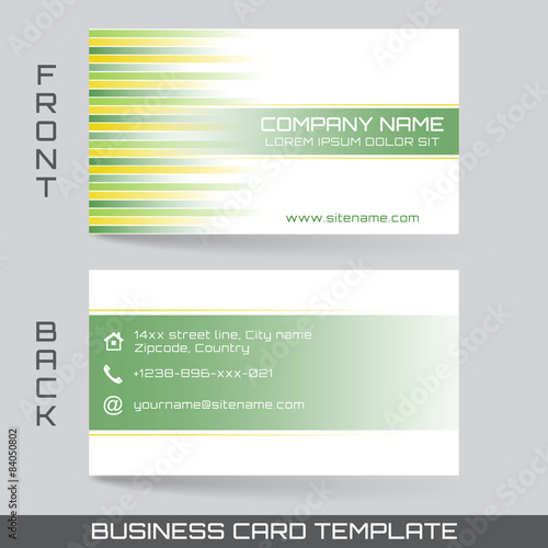 Business card template or visiting card set, front and back side