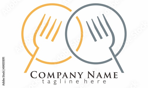 Fork spoon knife food logo vector