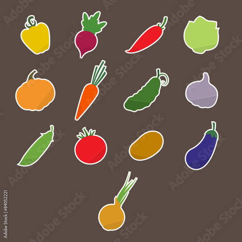 Stickers Silhouettes of Vegetables