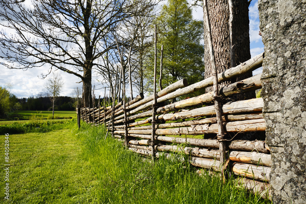 old 16th century wooden style fences, culture from Sweden