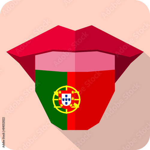 Fototapeta Naklejka Na Ścianę i Meble -  Tongue: Language web icon with flag.Portugal