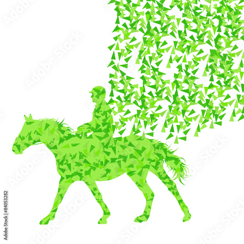 Horseback riding equestrian sport show with horse and rider vect