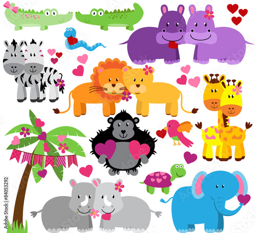 Photography Vector Collection of Cute Valentine's Day Animals