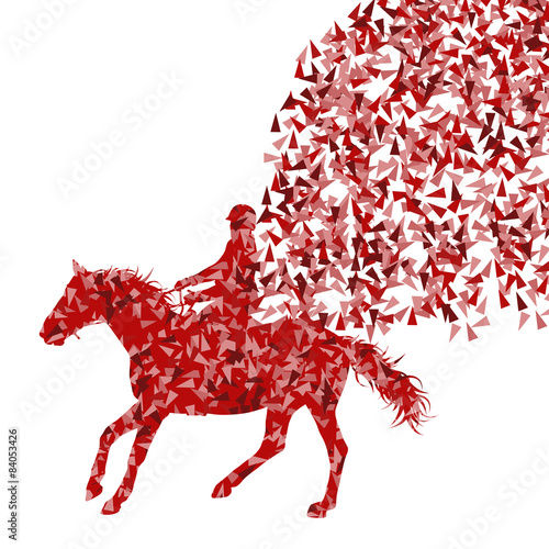 Horseback riding equestrian sport show with horse and rider vect