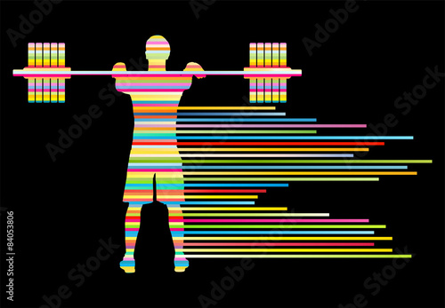 Weight lifting man abstract vector background concept