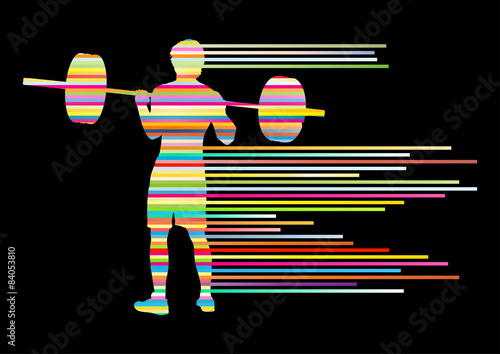Weight lifting man abstract vector background concept