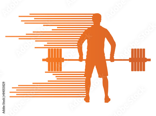 Weight lifting man abstract vector background concept