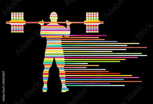 Weight lifting man abstract vector background concept