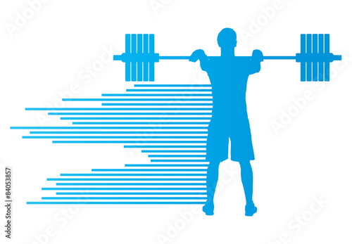 Weight lifting man abstract vector background concept
