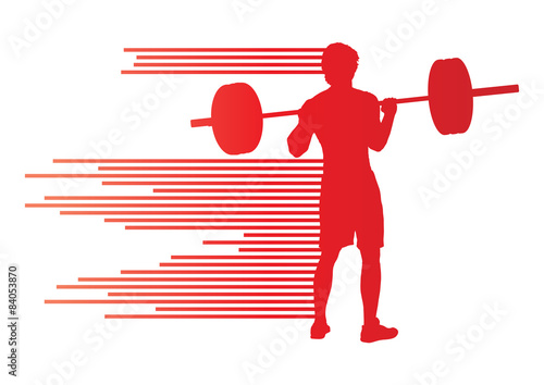 Weight lifting man abstract vector background concept