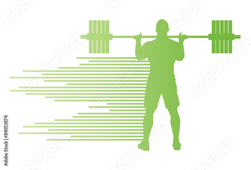 Weight lifting man abstract vector background concept