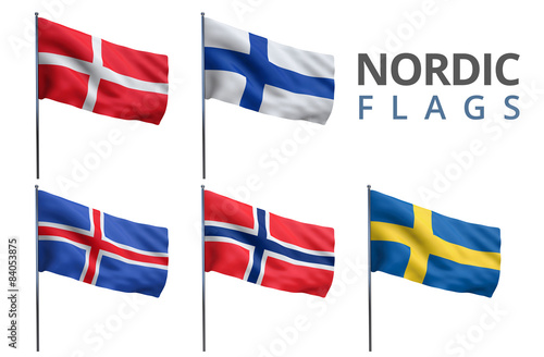 Canvas Print Scandinavian Nordic Flags