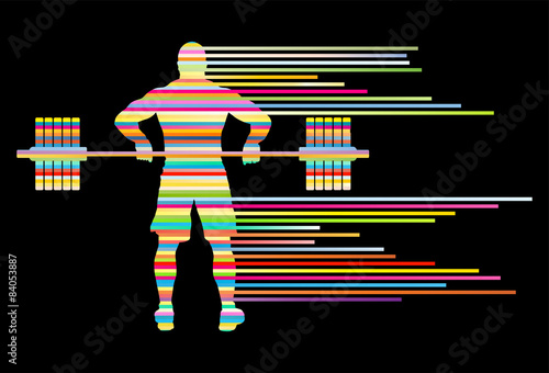 Weight lifting man abstract vector background concept