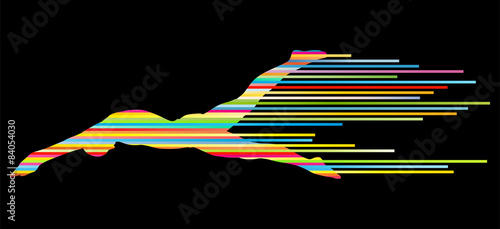 Athlete man swimmer jumping vector background concept