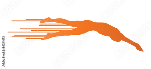 Athlete man swimmer jumping vector background concept
