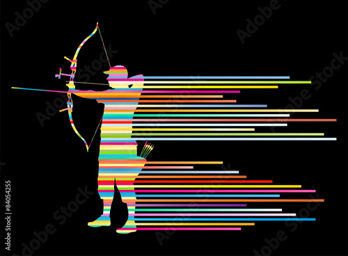 Archer man bending bow vector background concept
