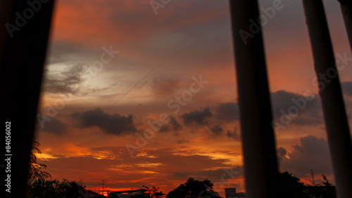 Wallpaper Mural View trough prison window at sunrise, Time lapse,4k
 Torontodigital.ca