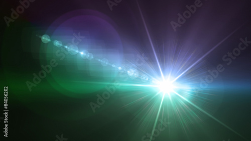 Camera flash single flare blue and green color © RealCG