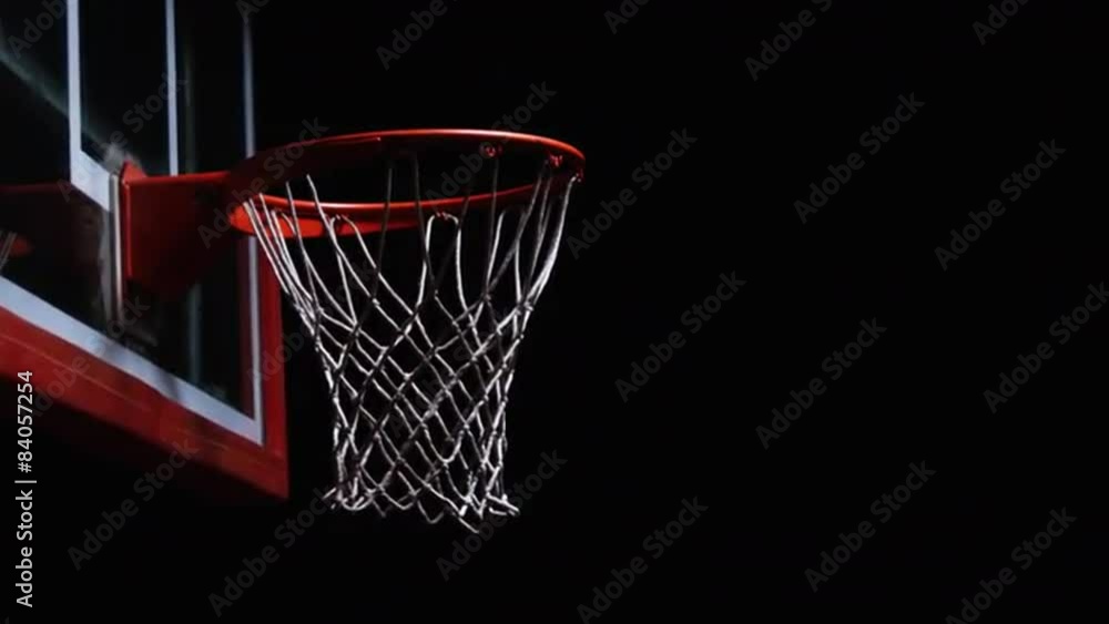 Close up of a basketball dunk.
Close up of a basketball dunk.
