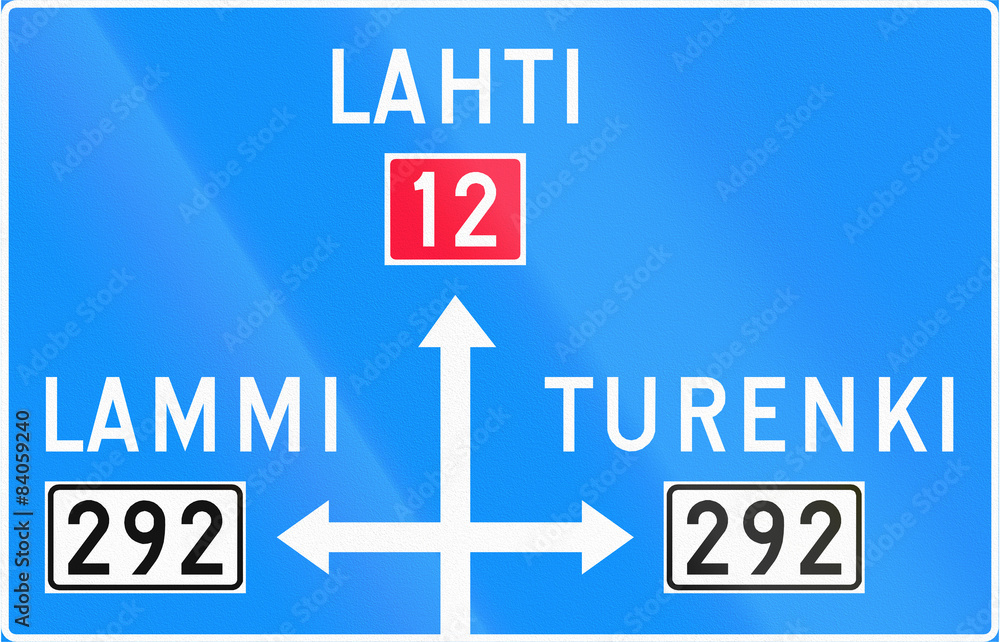 Finnish road sign no. 611. Advance direction sign (type A) Finnish road sign no. 611. Advance direction sign (type A)