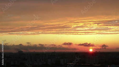 Urban timelaps at sunset. Aerial view. Moscow, Russia. photo