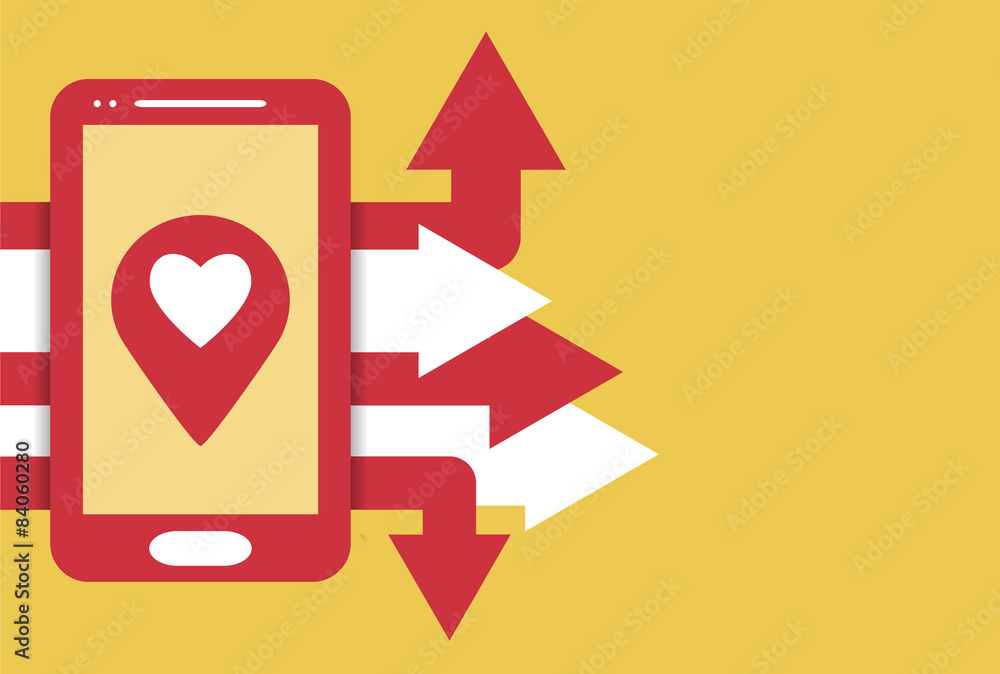 Smartphone gps flat illustration with empty space Smartphone gps flat illustration with empty space