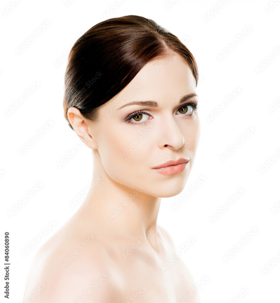 Close-up portrait of beautiful, fresh, healthy and sensual girl isolated on white Close-up portrait of beautiful, fresh, healthy and sensual girl isolated on white