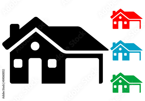 Pictograma casa con garaje con varios colores