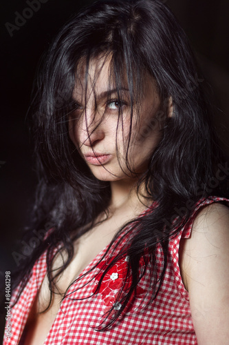 portrait of a girl on a black background