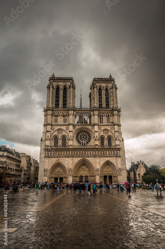 Front View of Notre Dame Cathedral in Paris