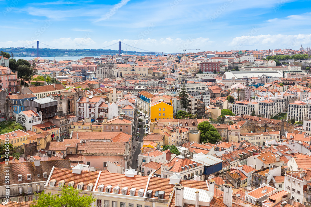 View of Lisbon from Miradouro da Graca viewpoint  in Lisbon, Por