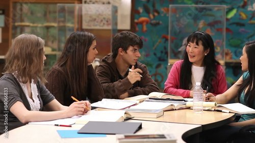 Wallpaper Mural A college study group discusses chemistry in the lecture hall Torontodigital.ca