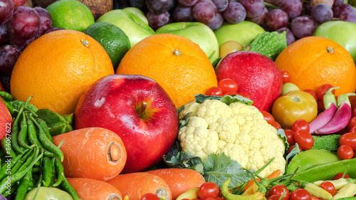 Group of fresh fruits and vegetables organics
