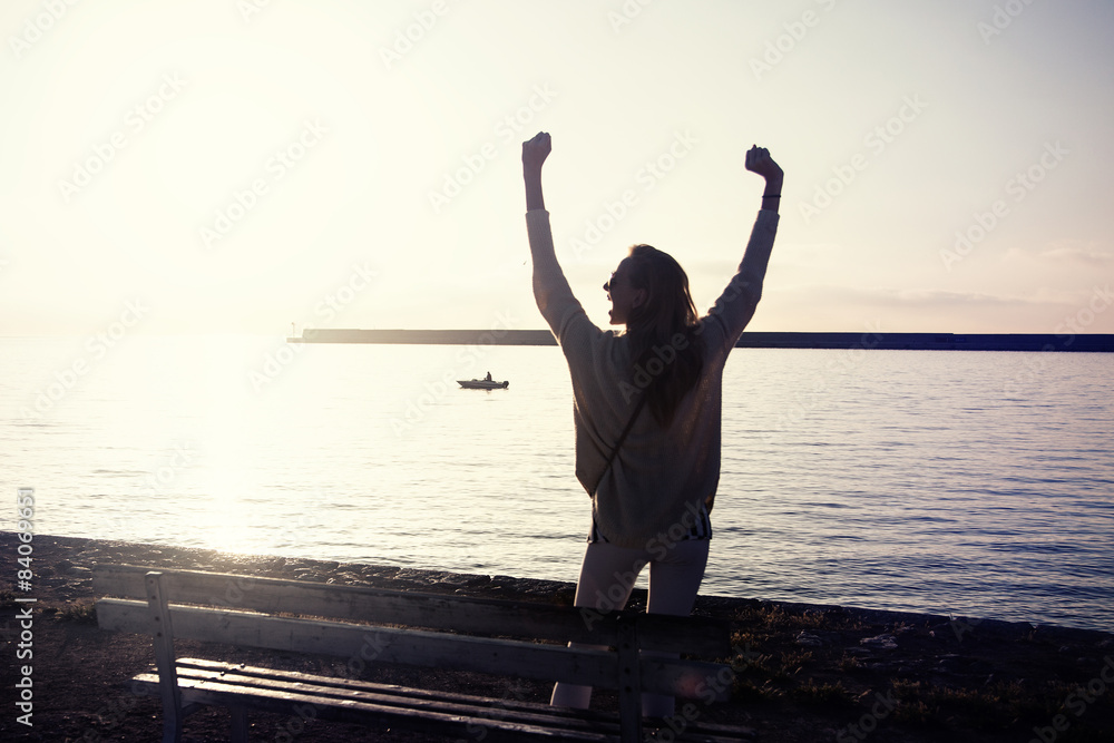 Fototapeta premium Happy woman on vacation.