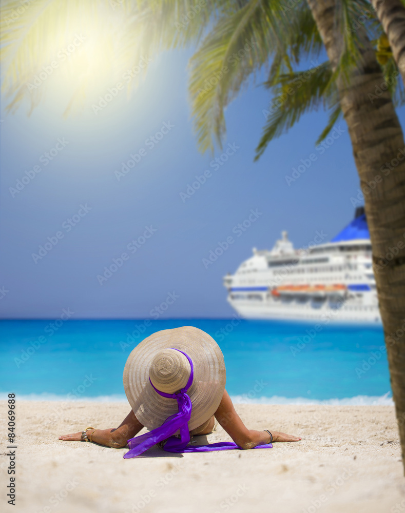 Fototapeta premium Woman relaxing beach