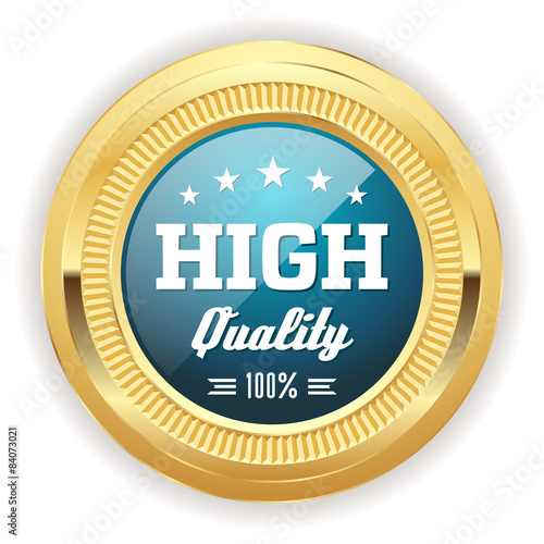 Light blue high quality badge with gold border