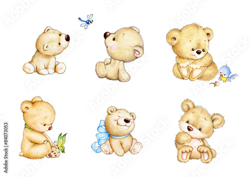 Set of 6 Teddy bears photo