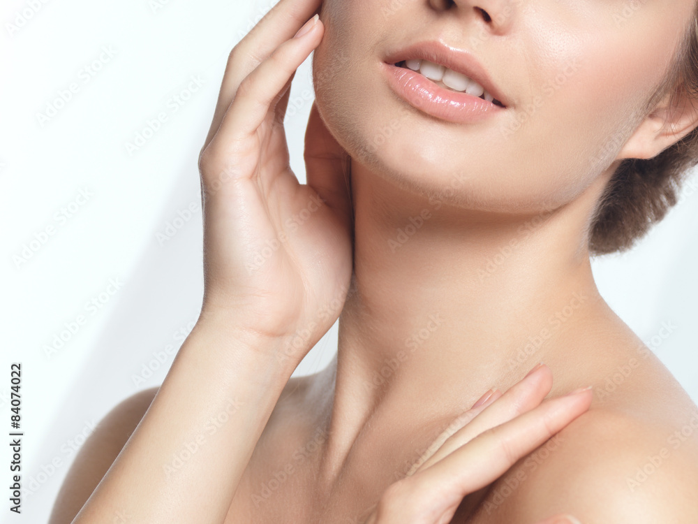 Closeup of young woman face beauty portrait Closeup of young woman face beauty portrait