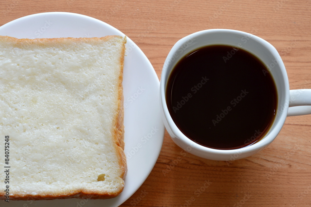 black coffee and slice bread