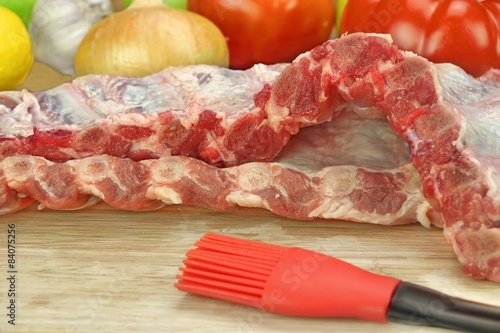 Fresh Raw Pork Spareribs Close-Up