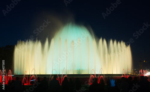 Evening view at colorful fountain Montjuic