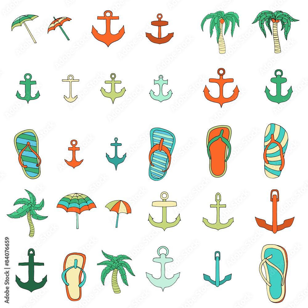 Fototapeta premium Set of objects summer