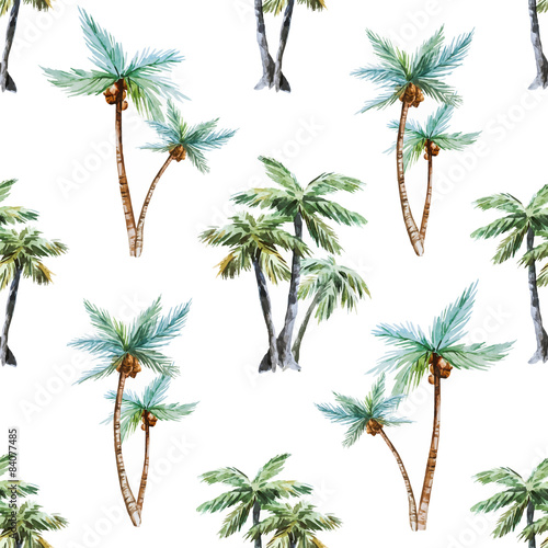 Watercolor palm trees pattern