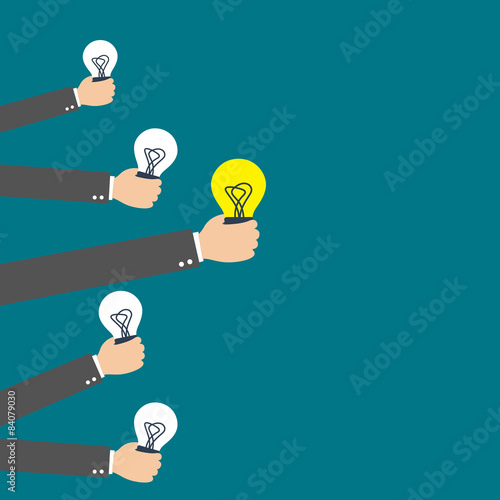 Finding the main idea. Teamwork management concept.