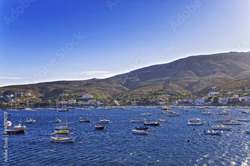 Cadaques harbor and city view in summer