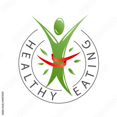 round vector logo human and red ribbon