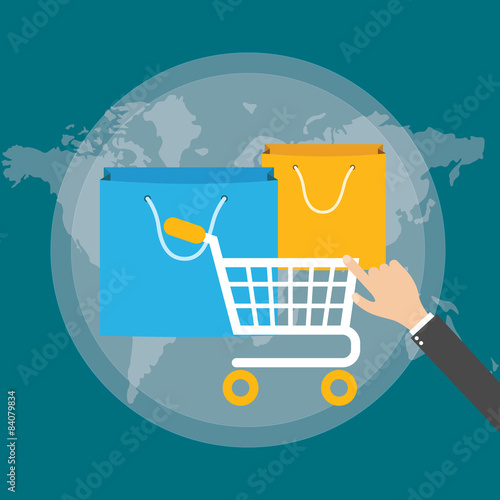 vector illustration concept of pay per click internet shopping. 