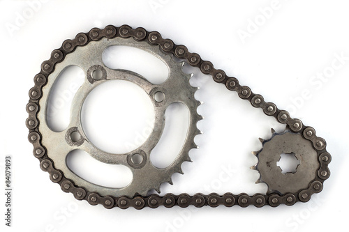 Roller chains with sprockets for motorcycles